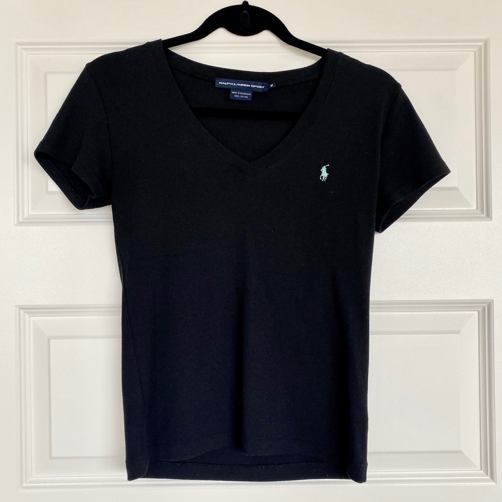Ralph Lauren sport black V-neck T-shirt medium